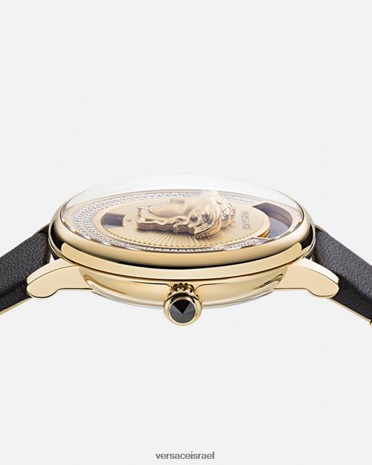 נשים Versace זהב שחור שעון יהלום מדוזה אייקון אביזרים N8T2963