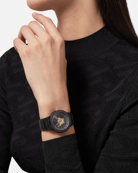 נשים Versace שָׁחוֹר שעון מדוזה אינסופי אביזרים N8T2994