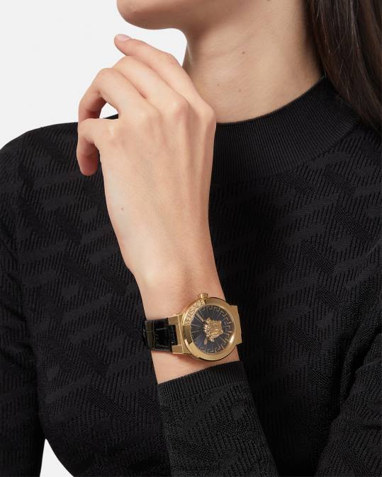 נשים Versace זהב שחור שעון מדוזה אינסופי אביזרים N8T2995