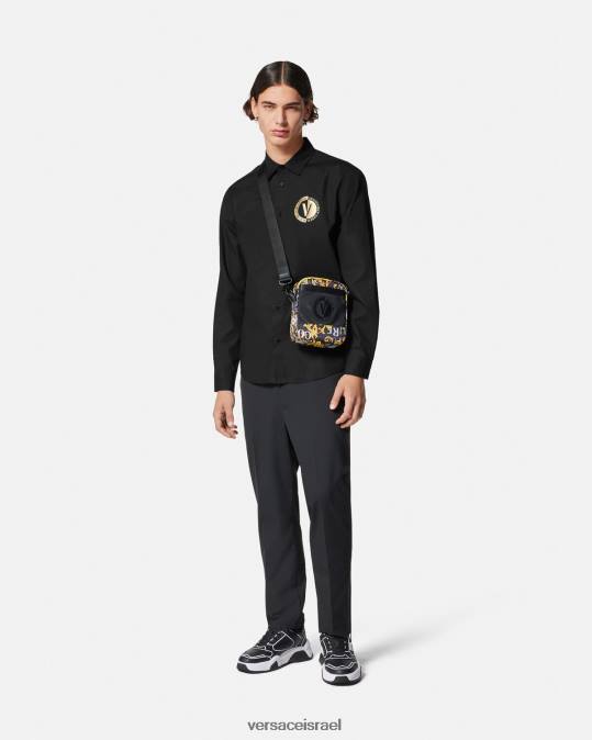 גברים Versace זהב שחור חולצה עם סמל V הַלבָּשָׁה N8T22402