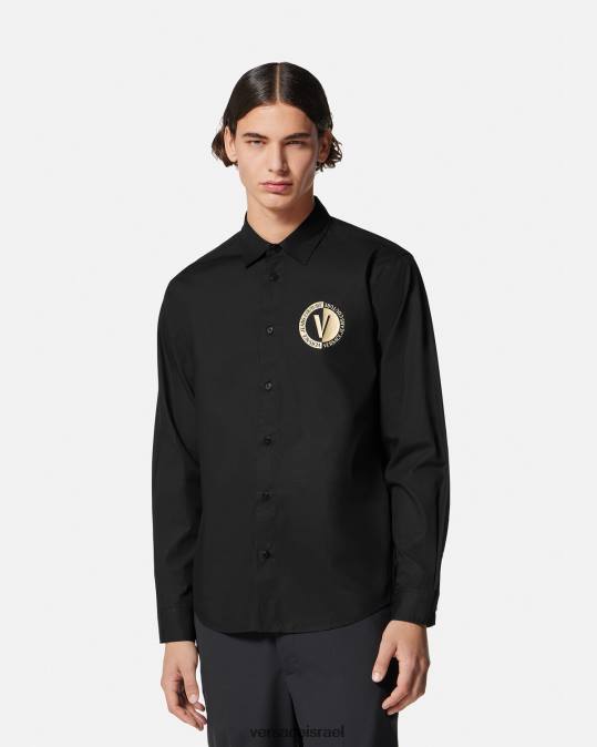 גברים Versace זהב שחור חולצה עם סמל V הַלבָּשָׁה N8T22402