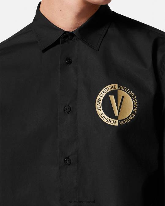גברים Versace זהב שחור חולצה עם סמל V הַלבָּשָׁה N8T22402