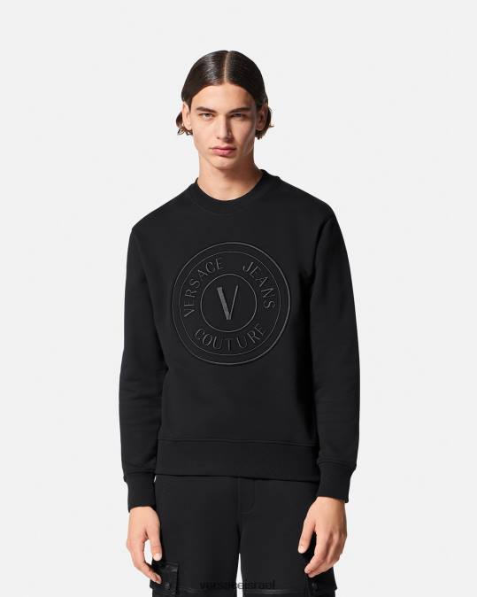 גברים Versace שָׁחוֹר סווטשירט רקום עם סמל V הַלבָּשָׁה N8T22412