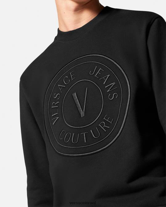 גברים Versace שָׁחוֹר סווטשירט רקום עם סמל V הַלבָּשָׁה N8T22412