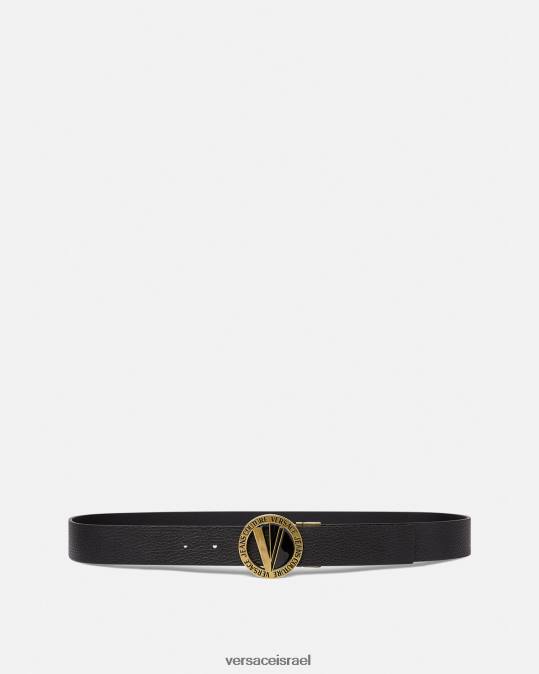גברים Versace שָׁחוֹר חגורה עגולה עם סמל V אביזרים N8T22473