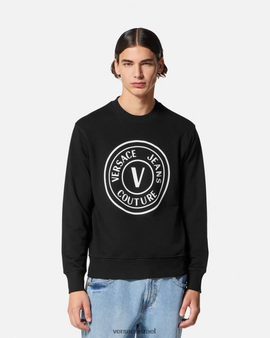 גברים Versace שָׁחוֹר סווטשירט V-emblem הַלבָּשָׁה N8T22411