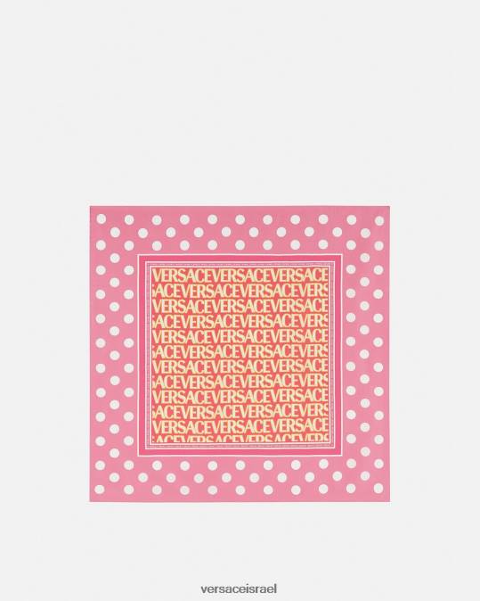 נשים Versace ורוד ולבן allover משי foulard אביזרים N8T2885