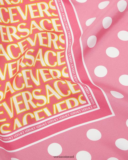 נשים Versace ורוד ולבן allover משי foulard אביזרים N8T2885