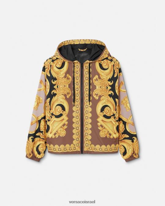 גברים Versace חום וזהב מעיל מעיל רוח של barocco 660 הַלבָּשָׁה N8T21241