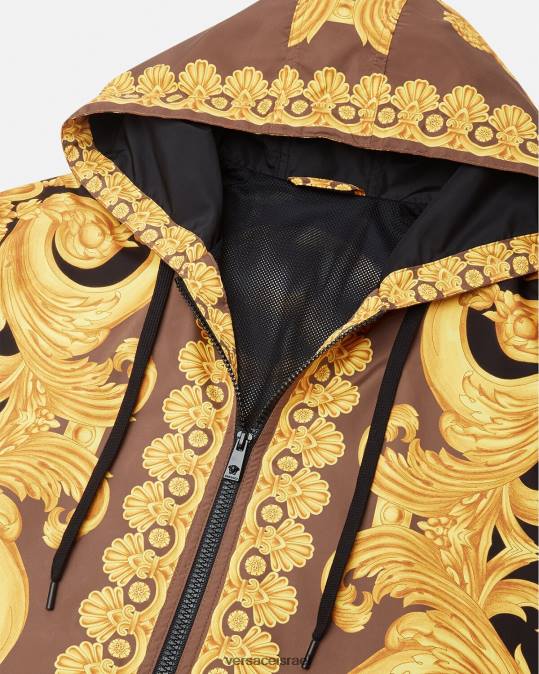 גברים Versace חום וזהב מעיל מעיל רוח של barocco 660 הַלבָּשָׁה N8T21241
