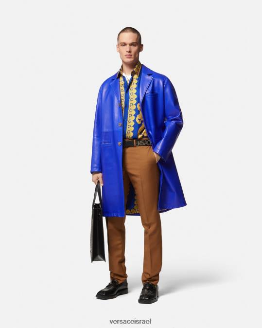 גברים Versace כחול וזהב חולצת barocco 660 כותנה הַלבָּשָׁה N8T21321