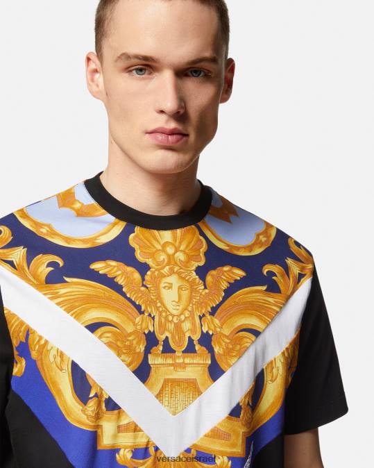 גברים Versace כחול וזהב חולצת טריקו של barocco 660 הַלבָּשָׁה N8T21393
