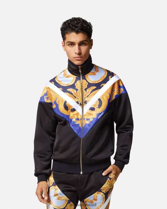 גברים Versace כחול וזהב סווטשירט עם רוכסן של barocco 660 הַלבָּשָׁה N8T21417