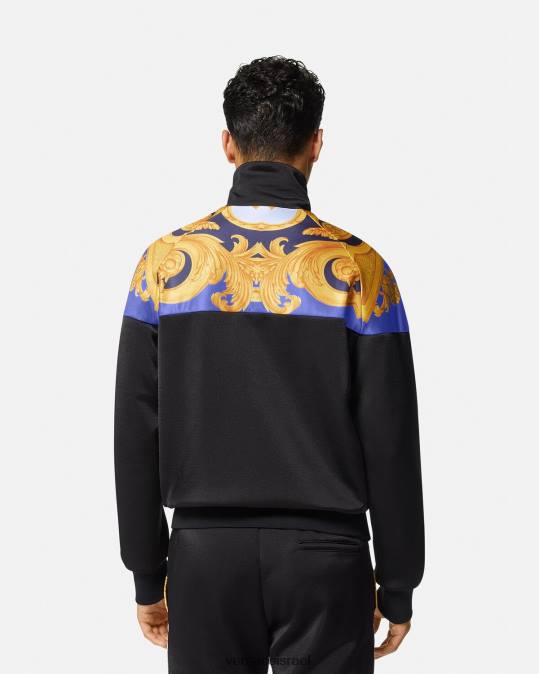 גברים Versace כחול וזהב סווטשירט עם רוכסן של barocco 660 הַלבָּשָׁה N8T21417