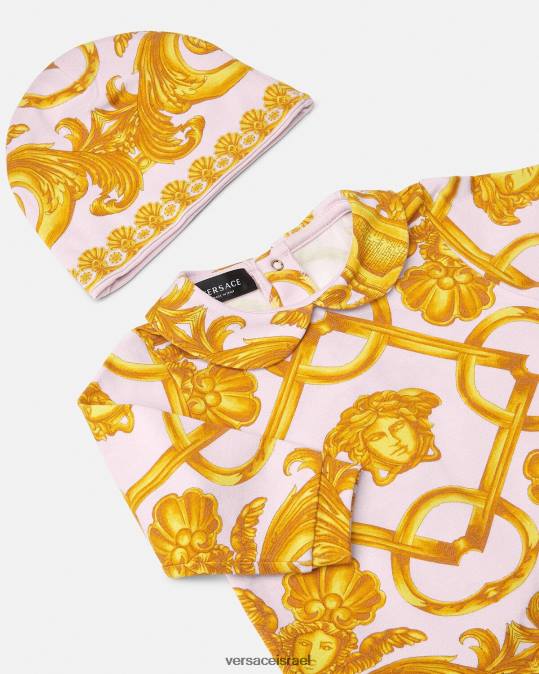 יְלָדִים Versace ורוד בהיר וזהב סט חליפת שינה לתינוק barocco 660 הַלבָּשָׁה N8T21826