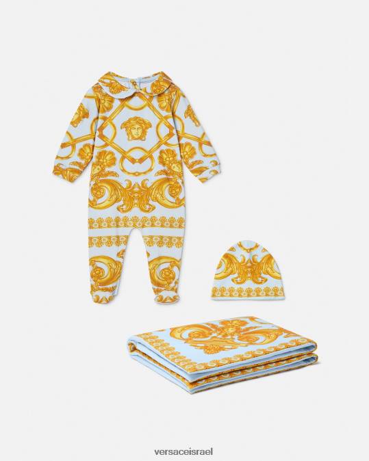 יְלָדִים Versace תכלת וזהב סט חליפת שינה לתינוק barocco 660 הַלבָּשָׁה N8T21827