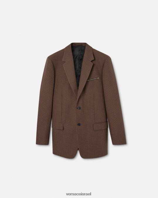 גברים Versace חום וזהב בלייזר barocco 660 houndstooth הַלבָּשָׁה N8T21279