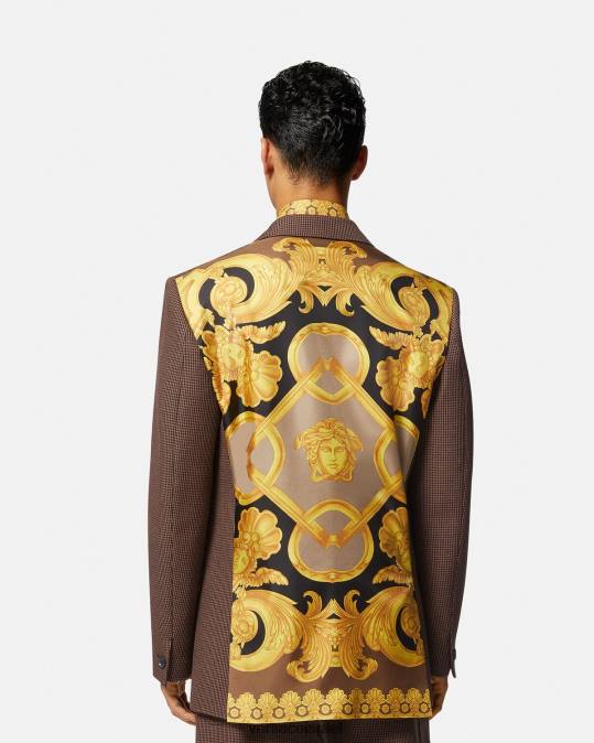 גברים Versace חום וזהב בלייזר barocco 660 houndstooth הַלבָּשָׁה N8T21279