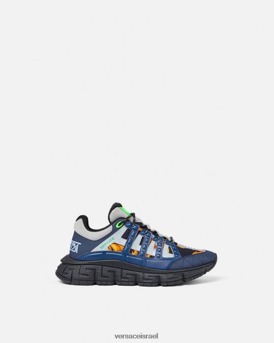 גברים Versace כְּחוֹל סניקרס barocco 660 trigreca נַעַל N8T21542