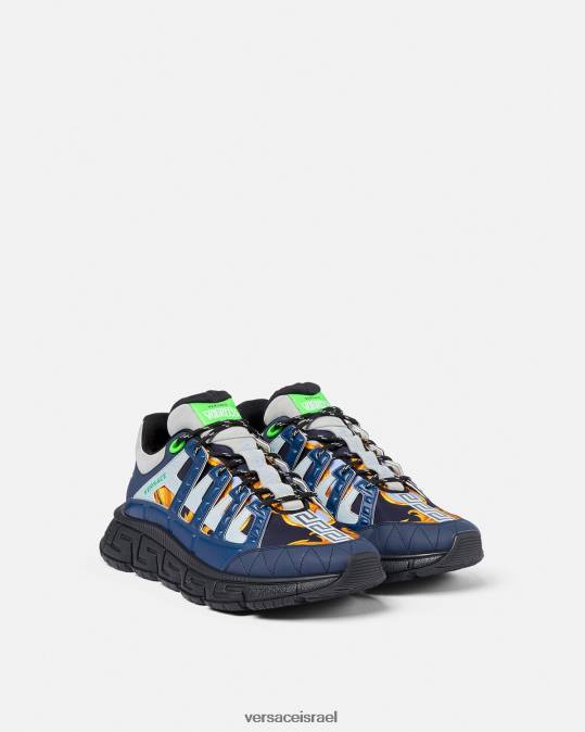 גברים Versace כְּחוֹל סניקרס barocco 660 trigreca נַעַל N8T21542