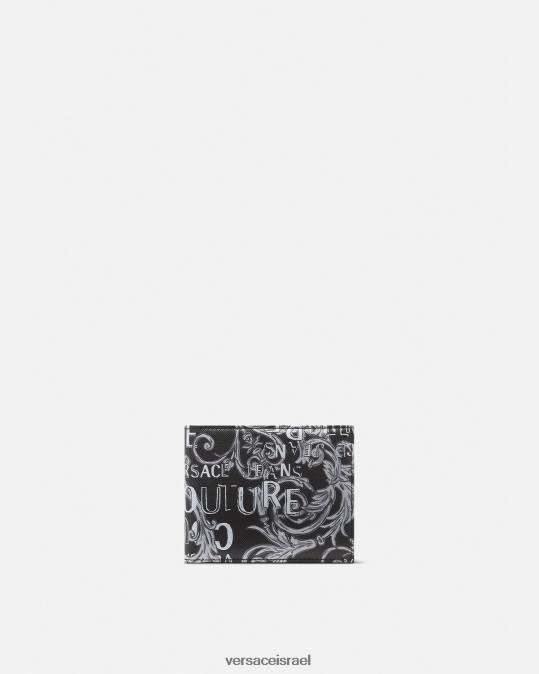 גברים Versace שחור ואפור ארנק לוגו קוטור bifold אביזרים N8T22516