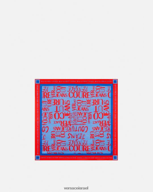 נשים Versace כחול בהיר לוגו שרבוט משי foulard אביזרים N8T22356