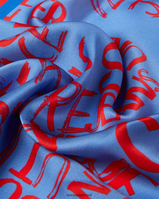נשים Versace כחול בהיר לוגו שרבוט משי foulard אביזרים N8T22356