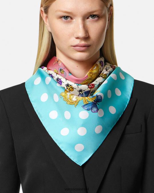 נשים Versace הדפס פרפרים גדול משי foulard אביזרים N8T2889