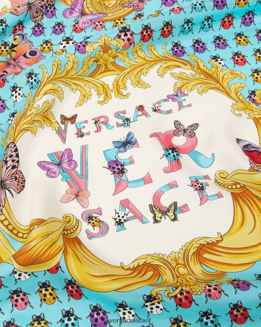 נשים Versace הדפס פרפרים גדול משי foulard אביזרים N8T2890