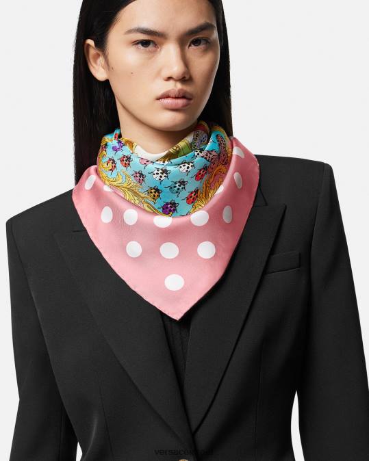 נשים Versace הדפס פרפרים גדול משי foulard אביזרים N8T2890