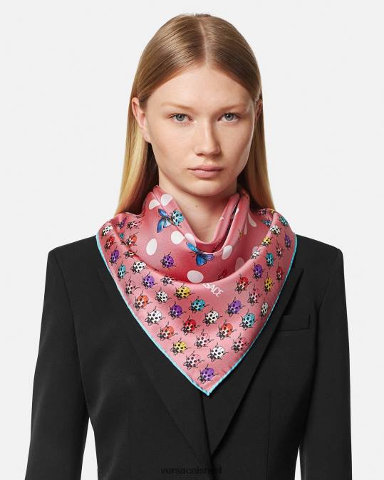 נשים Versace הדפס פרפרים גדול משי foulard אביזרים N8T2892