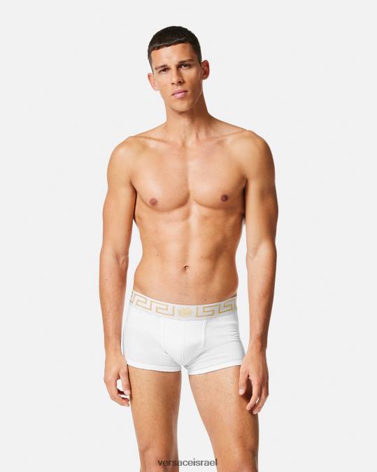 גברים Versace לבן שחור גזעי גבול greca 2 חבילה תחתונים ובגדי חוף N8T21752