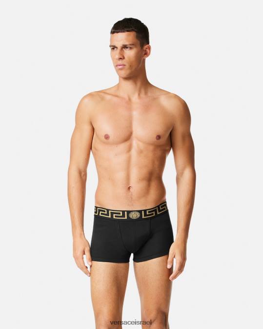 גברים Versace לבן שחור גזעי גבול greca 2 חבילה תחתונים ובגדי חוף N8T21752
