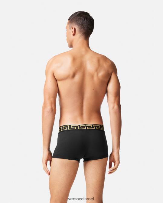 גברים Versace לבן שחור גזעי גבול greca 2 חבילה תחתונים ובגדי חוף N8T21752