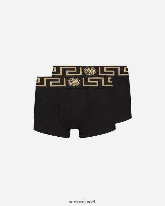גברים Versace שָׁחוֹר גזעי גבול greca 2 חבילה תחתונים ובגדי חוף N8T21753
