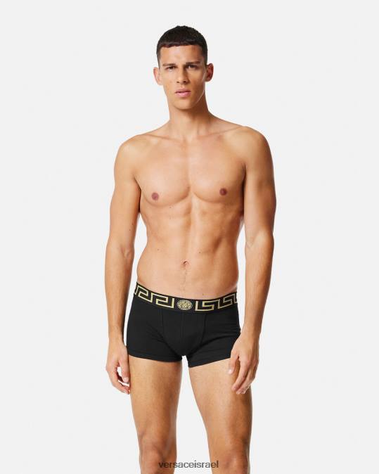 גברים Versace שָׁחוֹר גזעי גבול greca 2 חבילה תחתונים ובגדי חוף N8T21753