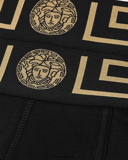 גברים Versace שָׁחוֹר גזעי גבול greca 2 חבילה תחתונים ובגדי חוף N8T21753