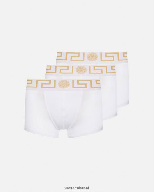 גברים Versace זהב לבן גזעי גבול greca 3 חבילות תחתונים ובגדי חוף N8T21749