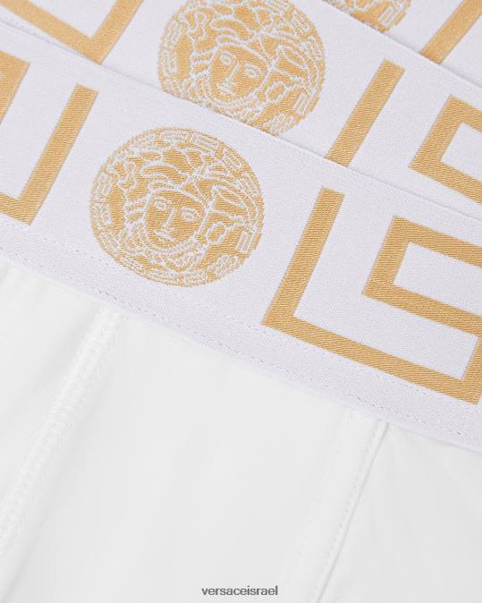 גברים Versace זהב לבן גזעי גבול greca 3 חבילות תחתונים ובגדי חוף N8T21749