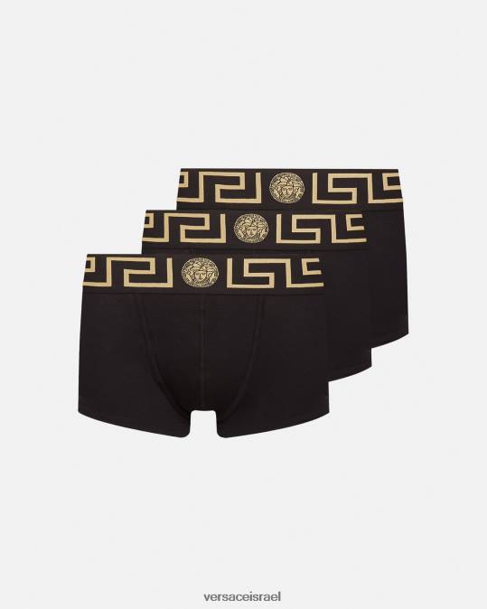גברים Versace שָׁחוֹר גזעי גבול greca 3 חבילות תחתונים ובגדי חוף N8T21750