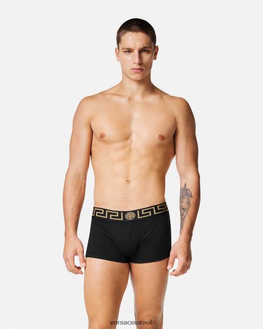 גברים Versace שָׁחוֹר גזעי גבול greca 3 חבילות תחתונים ובגדי חוף N8T21750