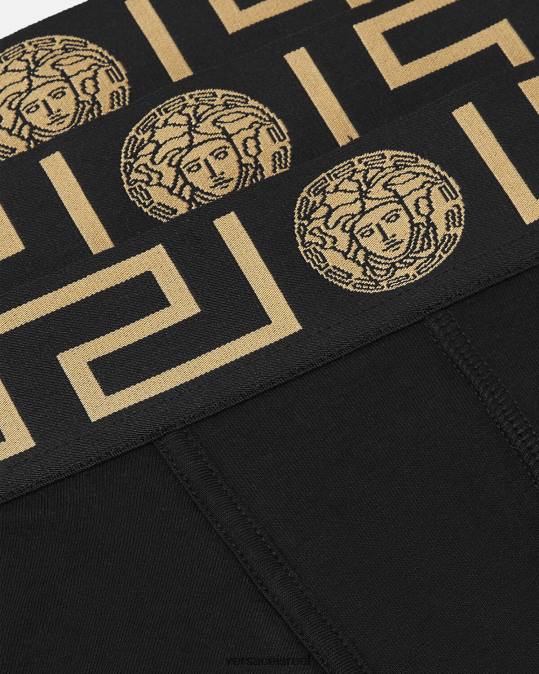 גברים Versace שָׁחוֹר גזעי גבול greca 3 חבילות תחתונים ובגדי חוף N8T21750