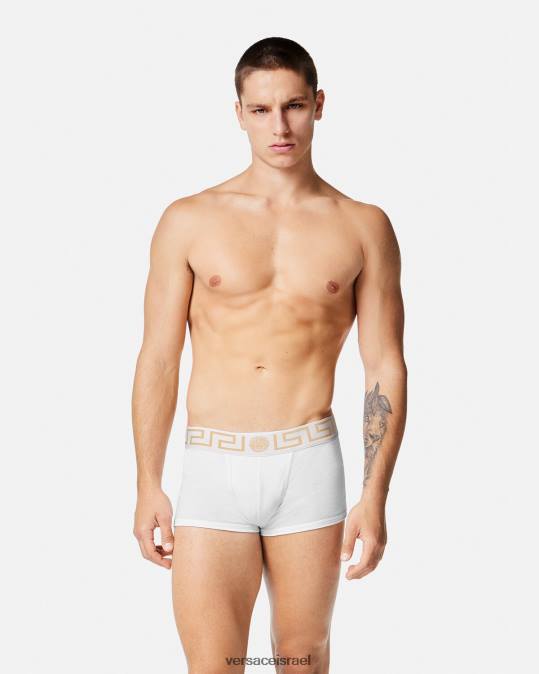 גברים Versace לבן ושחור ואפור גזעי גבול greca 3 חבילות תחתונים ובגדי חוף N8T21751