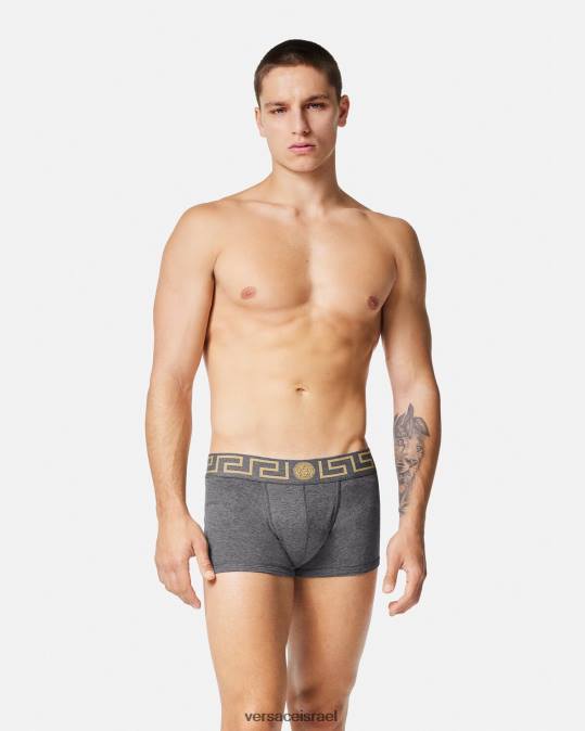 גברים Versace לבן ושחור ואפור גזעי גבול greca 3 חבילות תחתונים ובגדי חוף N8T21751