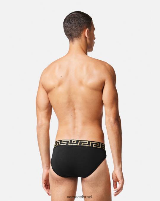 גברים Versace שָׁחוֹר תחתוני גבול greca 3 חבילה תחתונים ובגדי חוף N8T21778