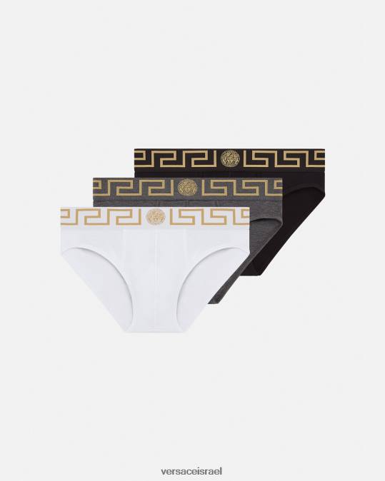 גברים Versace לבן ושחור ואפור תחתוני גבול greca 3 חבילה תחתונים ובגדי חוף N8T21779