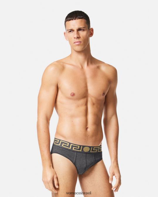 גברים Versace לבן ושחור ואפור תחתוני גבול greca 3 חבילה תחתונים ובגדי חוף N8T21779