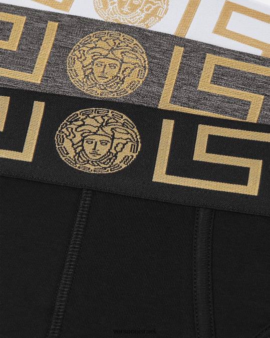 גברים Versace לבן ושחור ואפור תחתוני גבול greca 3 חבילה תחתונים ובגדי חוף N8T21779