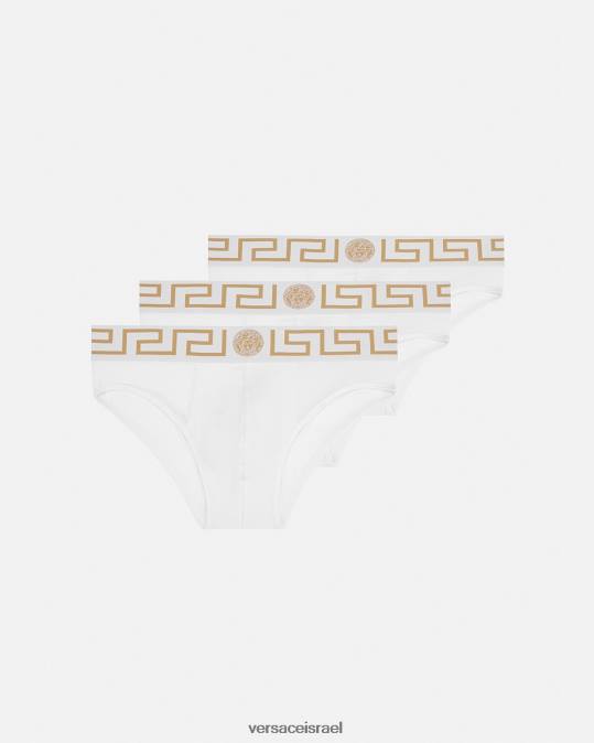 גברים Versace זהב לבן תחתוני גבול greca 3 חבילה תחתונים ובגדי חוף N8T21780