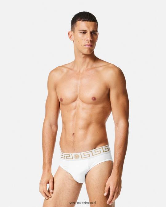 גברים Versace זהב לבן תחתוני גבול greca 3 חבילה תחתונים ובגדי חוף N8T21780